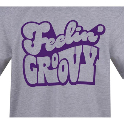 Grey - Side - AWD Unisex Adult Feelin Groovy Cotton Blend T-Shirt