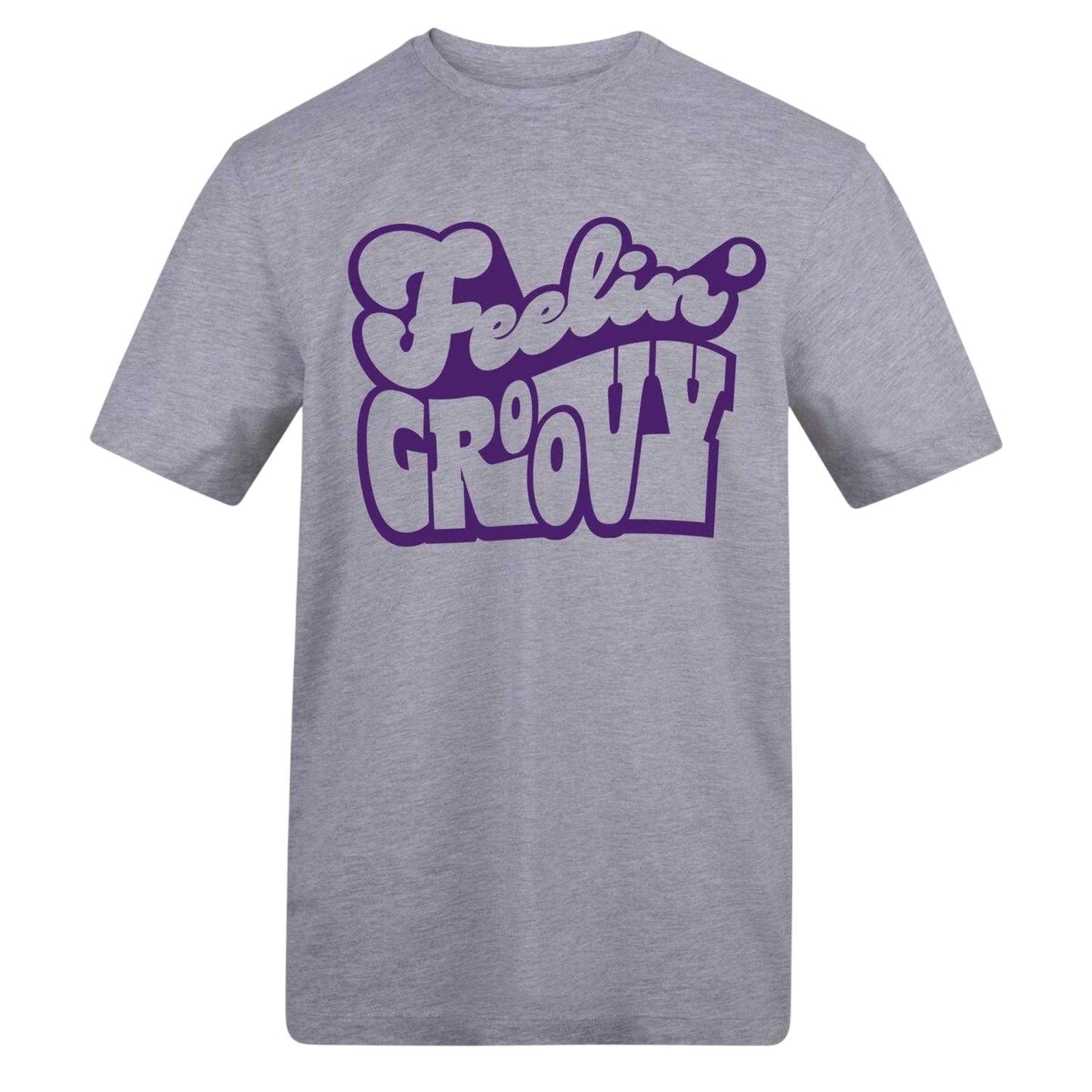Grey - Front - AWD Unisex Adult Feelin Groovy Cotton Blend T-Shirt