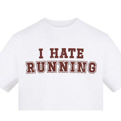White - Back - AWD Unisex Adult I Hate Running T-Shirt