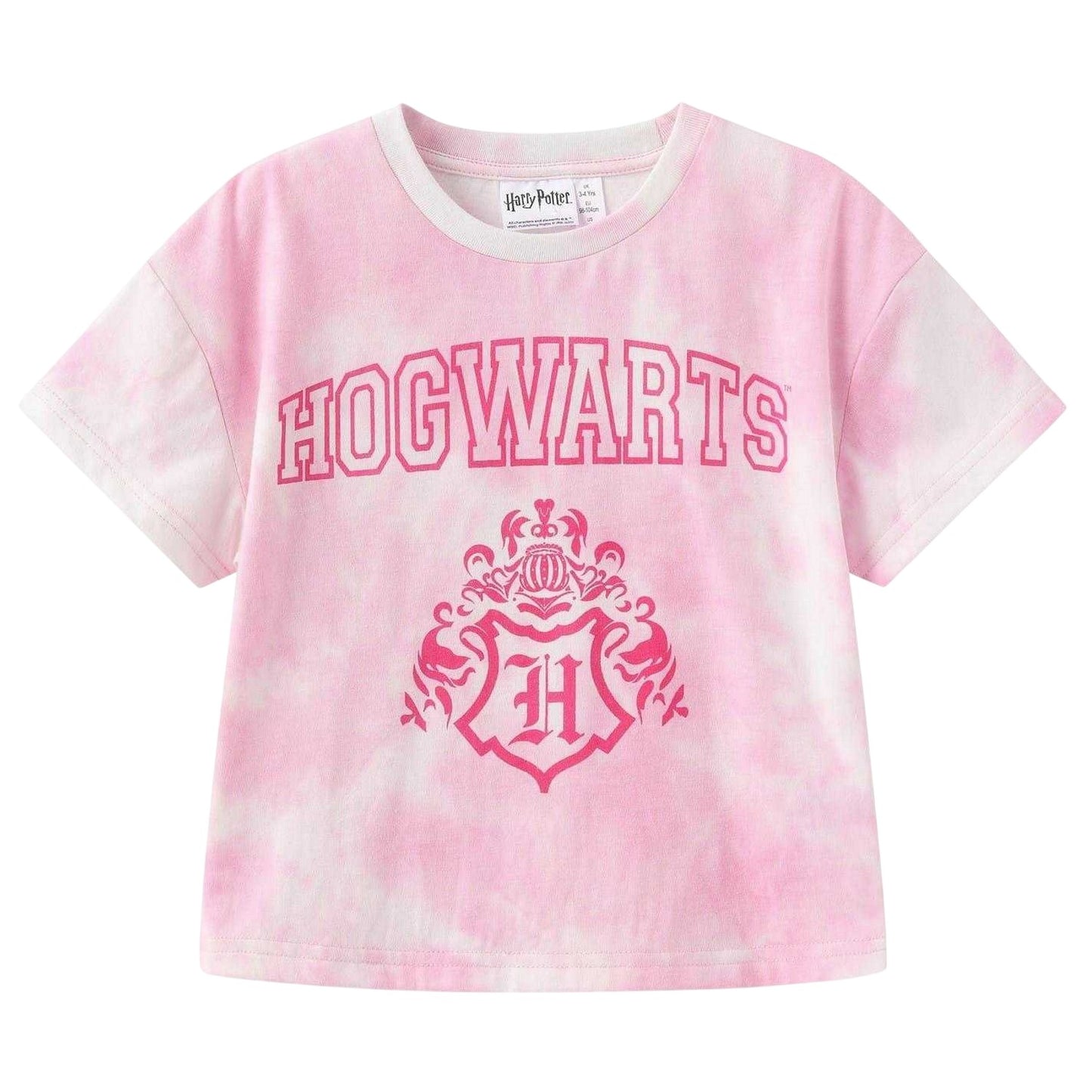 Pink - Back - Harry Potter Childrens-Kids Hogwarts Crest T-Shirt & Shorts Set