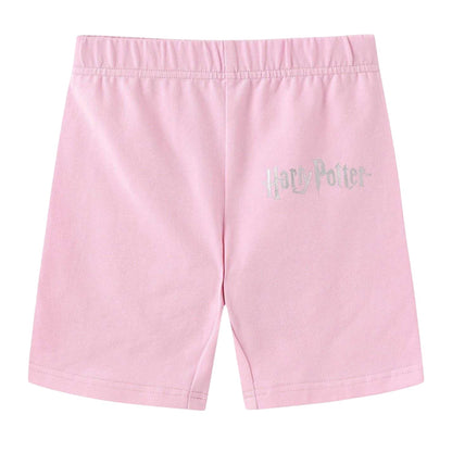 Pink - Side - Harry Potter Childrens-Kids Hogwarts Crest T-Shirt & Shorts Set