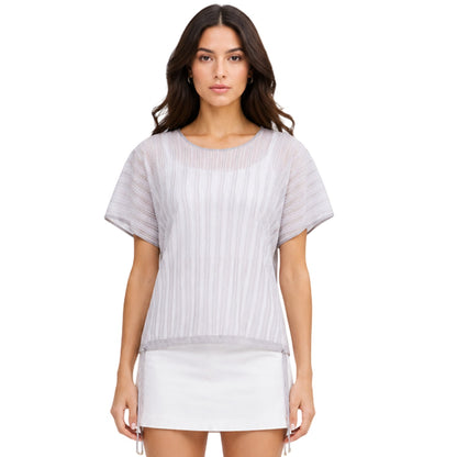 Lilac - Side - Emporio Armani Womens-Ladies Striped Top