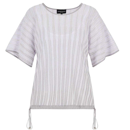 Lilac - Front - Emporio Armani Womens-Ladies Striped Top