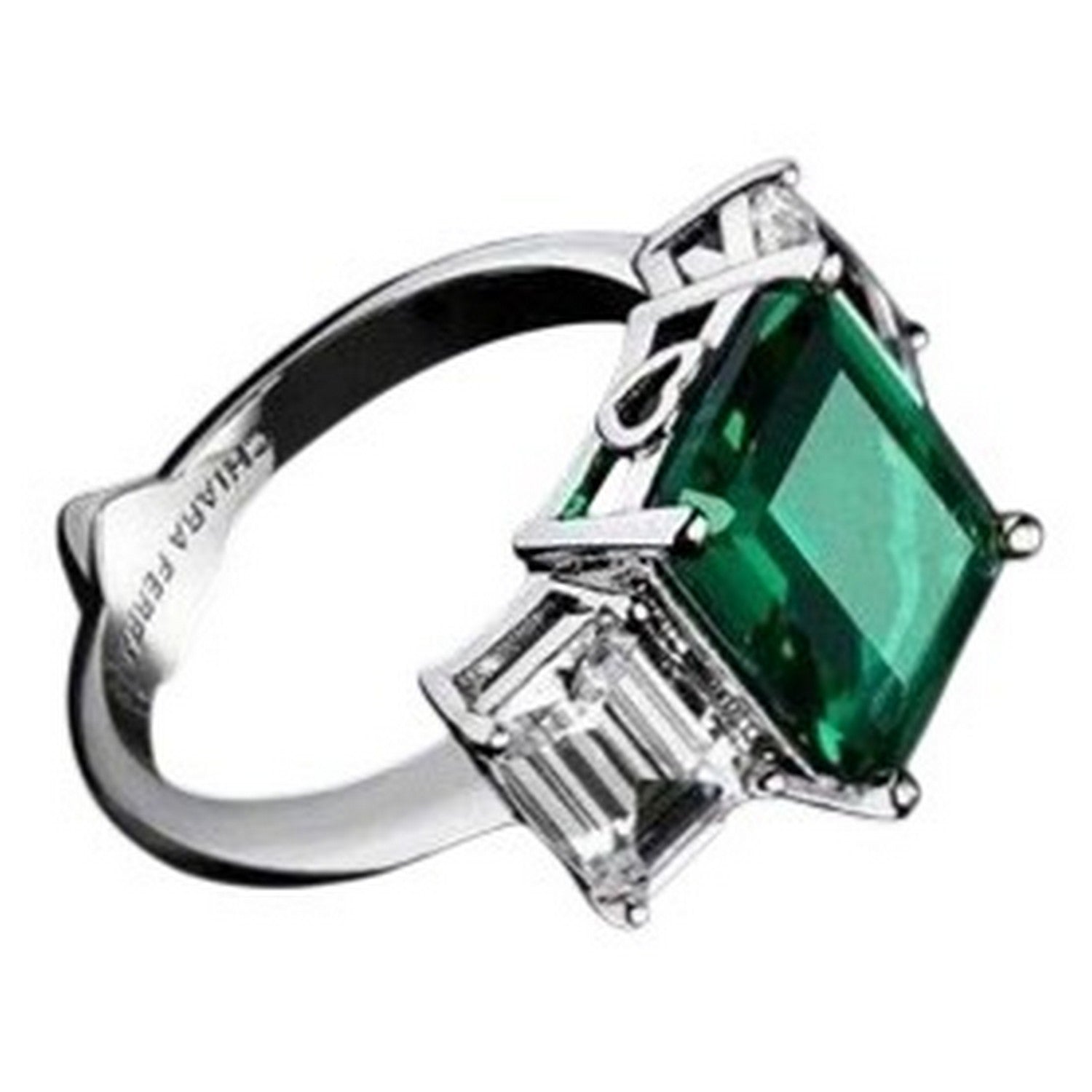 Emerald - Back - Chiara Ferragni Rhodium Plated Square Ring