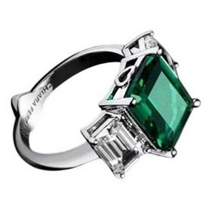 Emerald - Back - Chiara Ferragni Rhodium Plated Square Ring