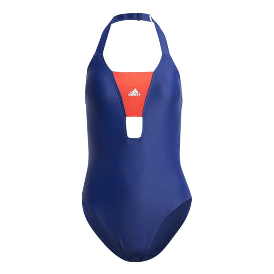 Navy - Front - Adidas Womens-Ladies Colour Block One Piece Swimsuit