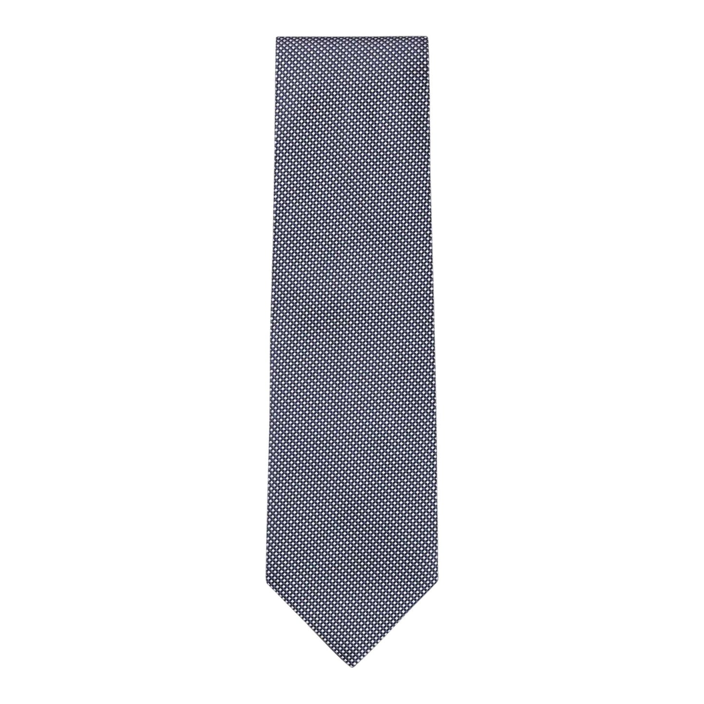 Blue - Back - Boss Mens Geometric Pattern Silk Formal Tie