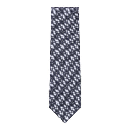 Blue - Back - Boss Mens Geometric Pattern Silk Formal Tie