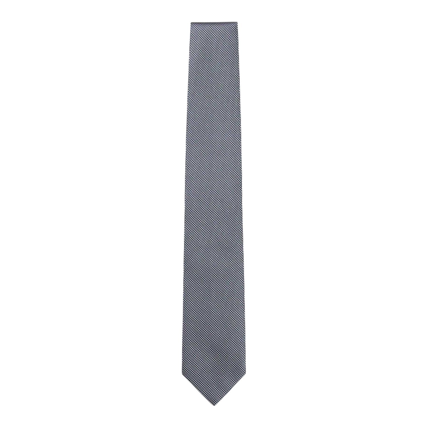 Blue - Front - Boss Mens Geometric Pattern Silk Formal Tie