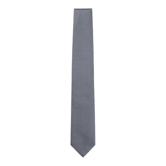 Blue - Front - Boss Mens Geometric Pattern Silk Formal Tie