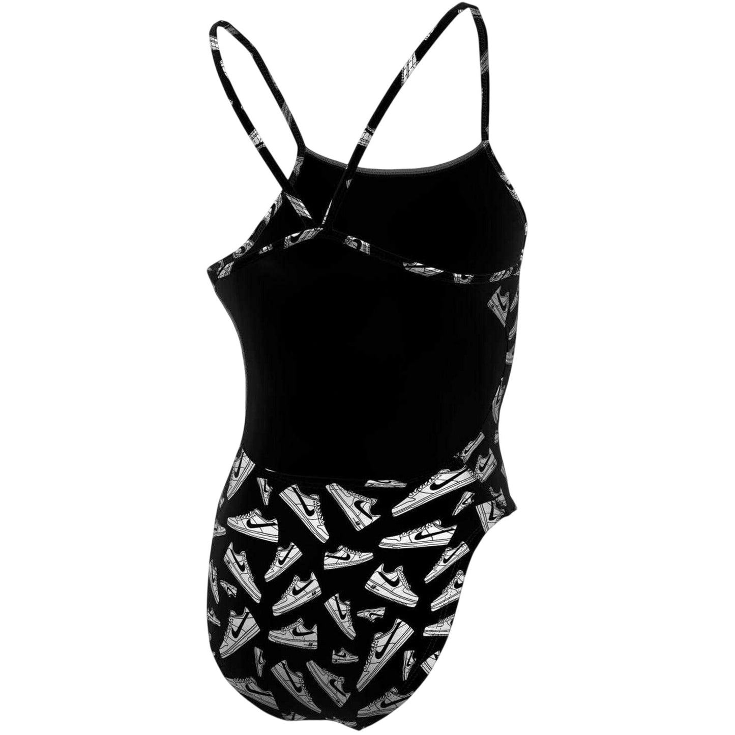 Jet Black - Back - Nike Womens-Ladies Graphic Print One Piece Swimsuit