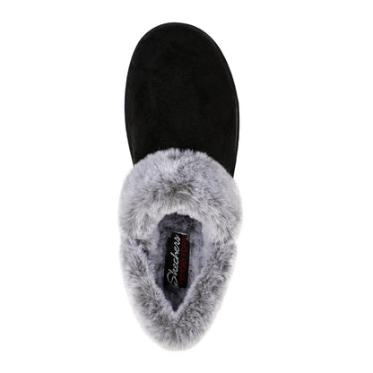 Black - Side - Skechers Girls Cozy Campfire Team Toasty Faux Fur Lined Flat Slippers