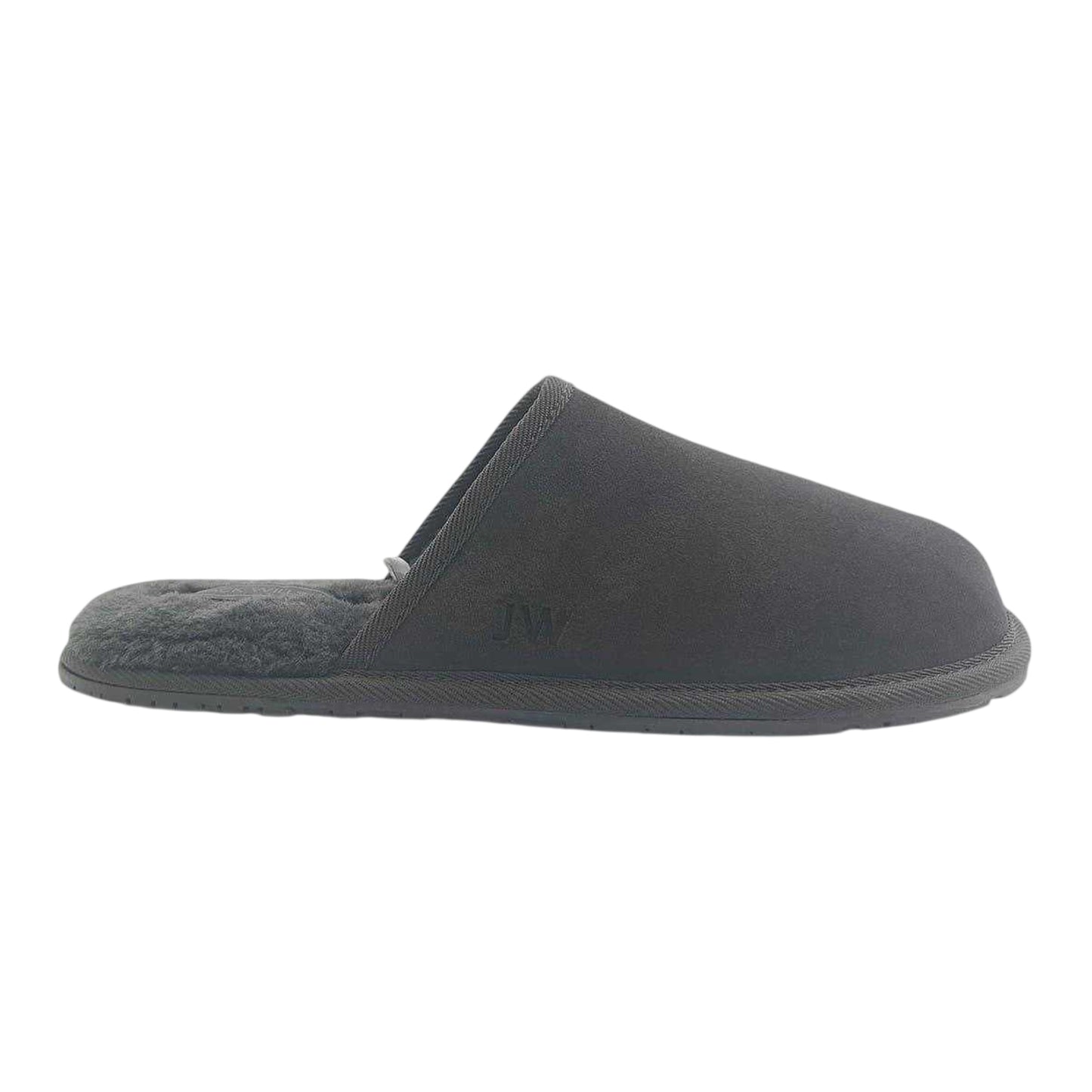 Dark Grey - Front - Jack Wills Mens Suede Mule Slippers