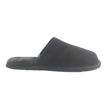 Dark Grey - Front - Jack Wills Mens Suede Mule Slippers