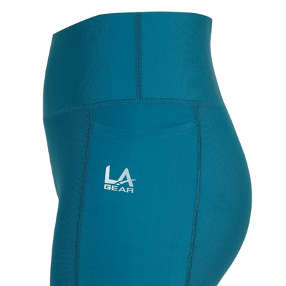 Turquoise - Side - LA Gear Womens-Ladies Reflective Detail High Waist Leggings