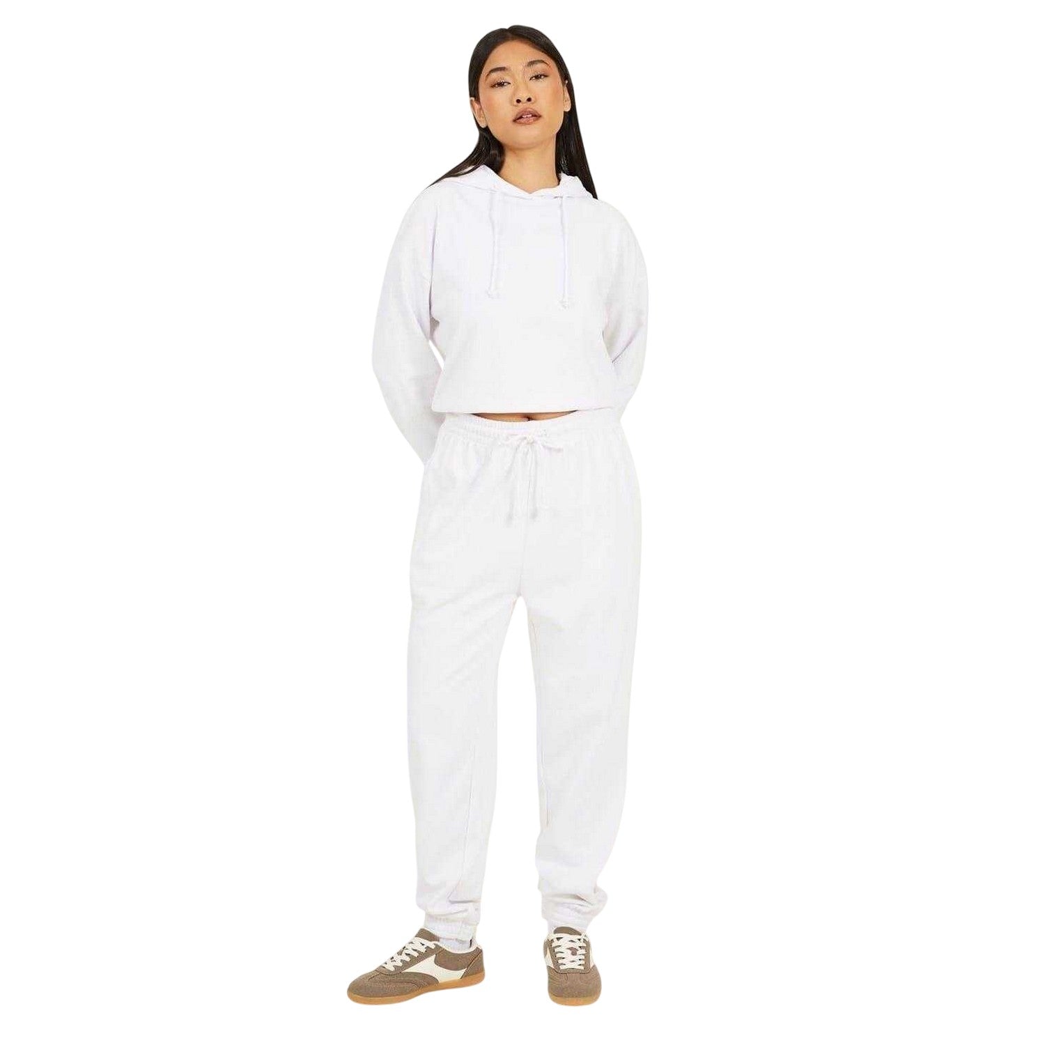 White - Lifestyle - Brave Soul Womens-Ladies Wide Leg Jogging Bottoms