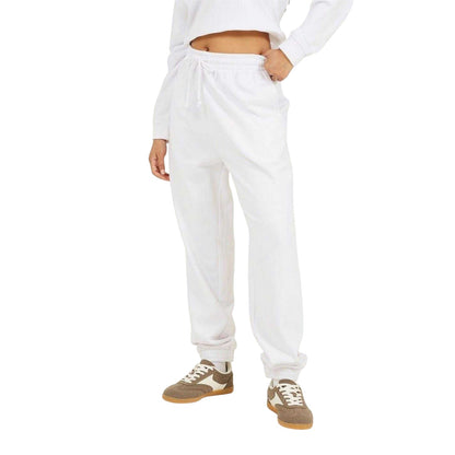 White - Front - Brave Soul Womens-Ladies Wide Leg Jogging Bottoms