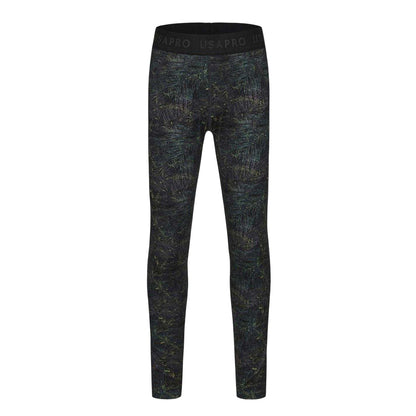 Black - Front - USA Pro Girls Pro Patterned Tight Training Leggings