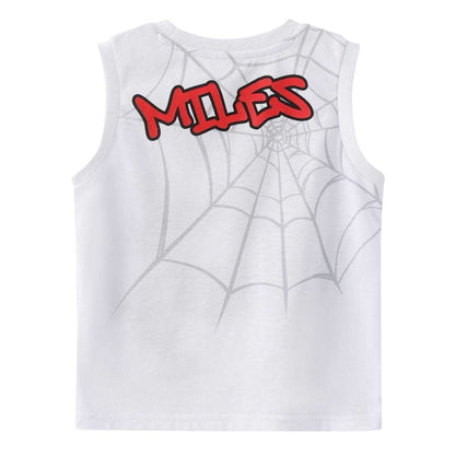 Red-Black - Side - Spider-Man Childrens-Kids Miles Morales Vest Top Set