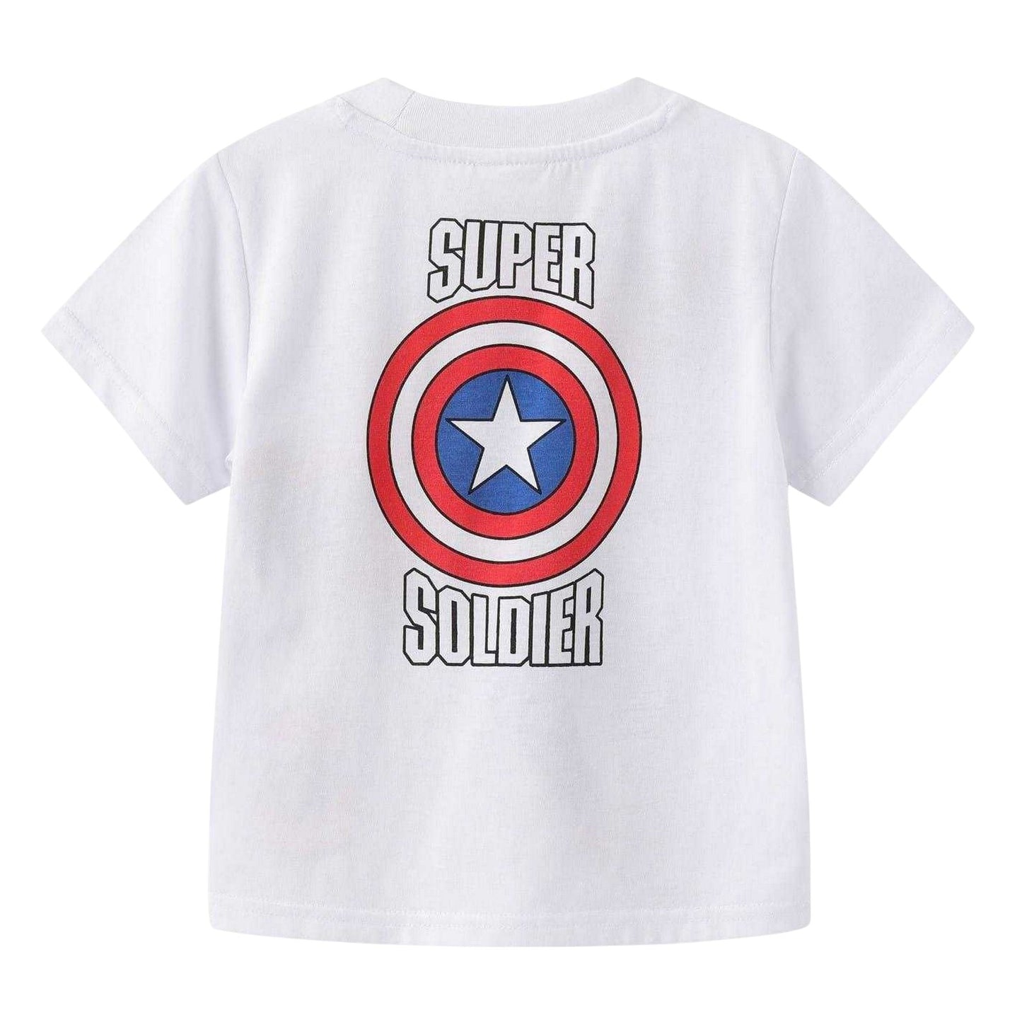 White-Blue - Side - Captain America Childrens-Kids Captain America & Falcon T-Shirt & Shorts Set