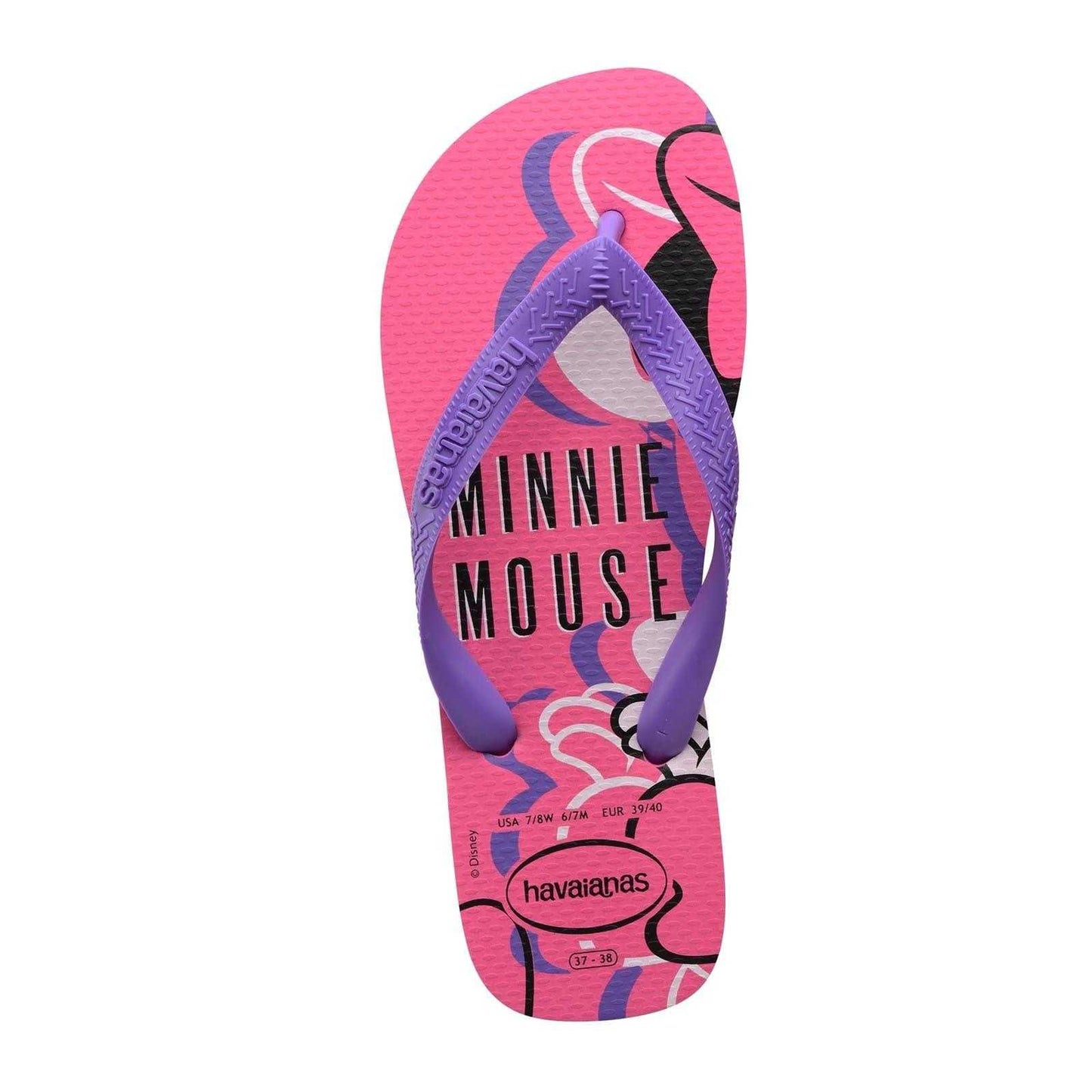 Pink - Side - Havaianas Childrens-Kids Minnie Mouse Flip Flops
