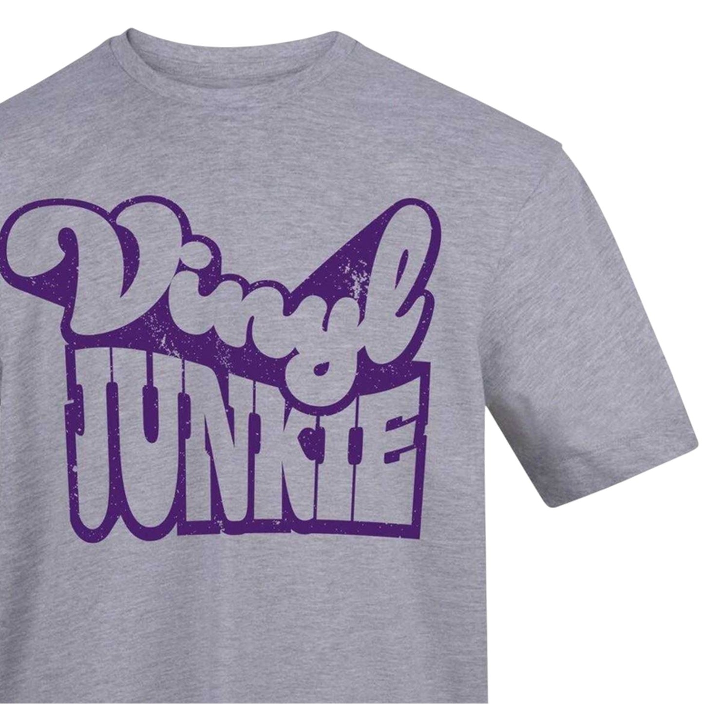 Grey - Side - AWD Unisex Adult Vinyl Junkie Printed T-Shirt