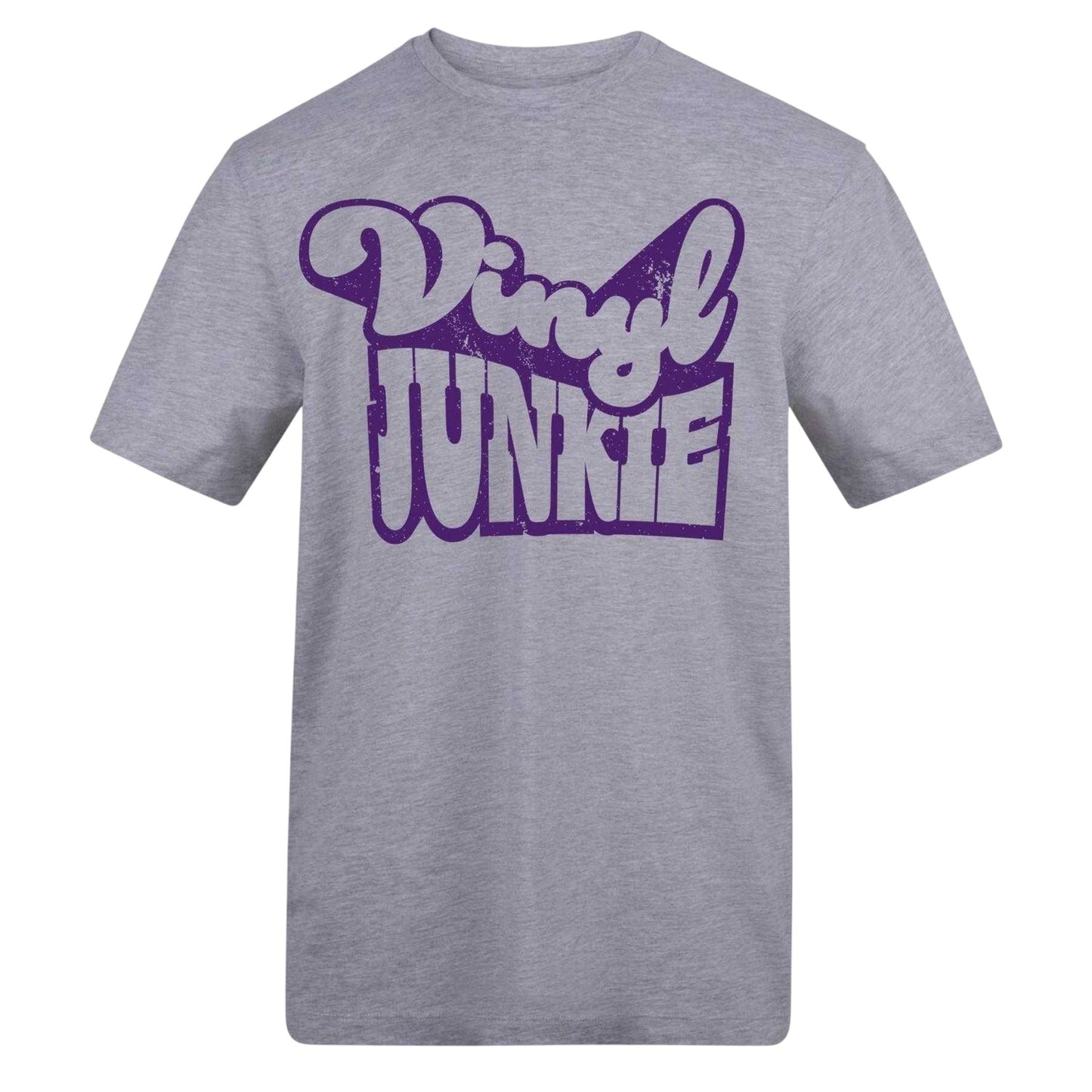 Grey - Front - AWD Unisex Adult Vinyl Junkie Printed T-Shirt