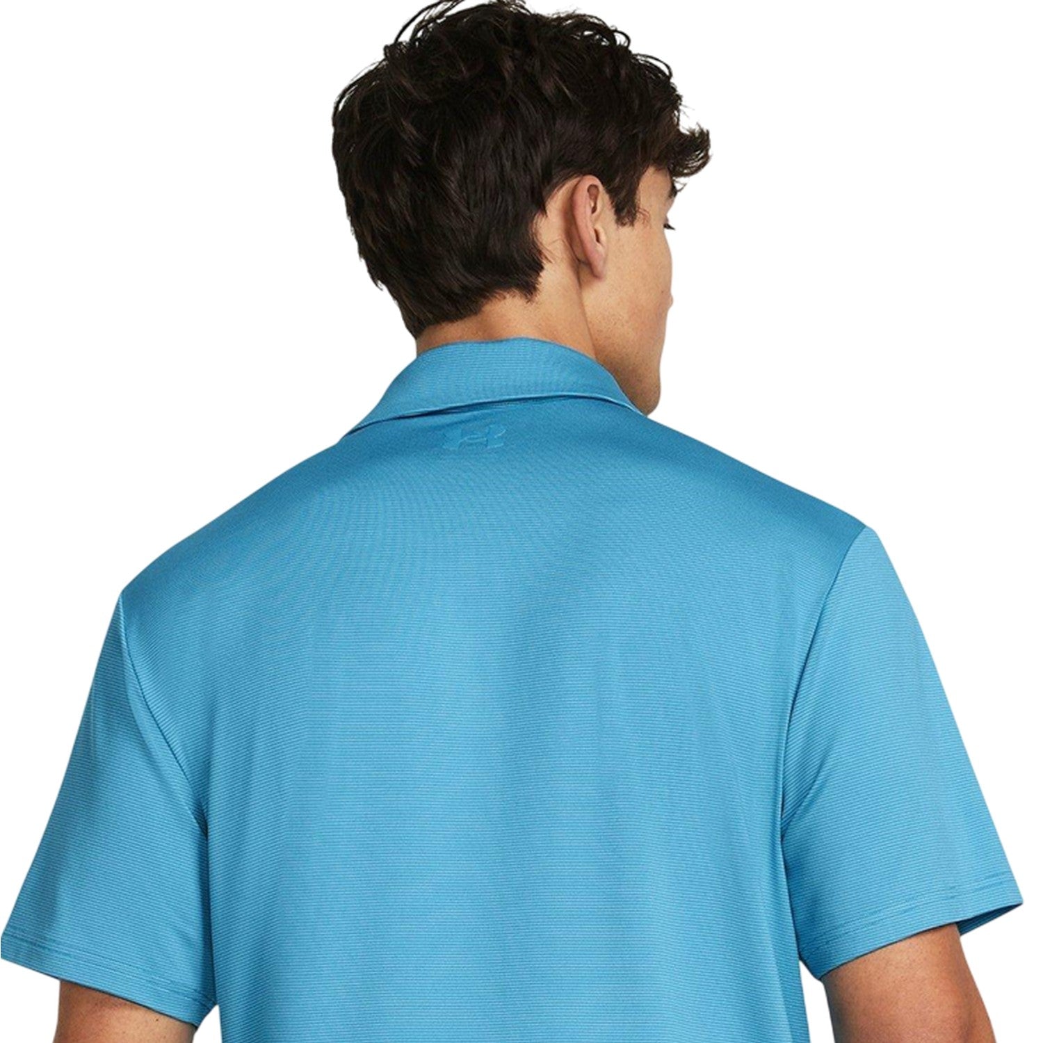 Light Blue - Side - Under Armour Mens Striped Collared Golf Polo Shirt