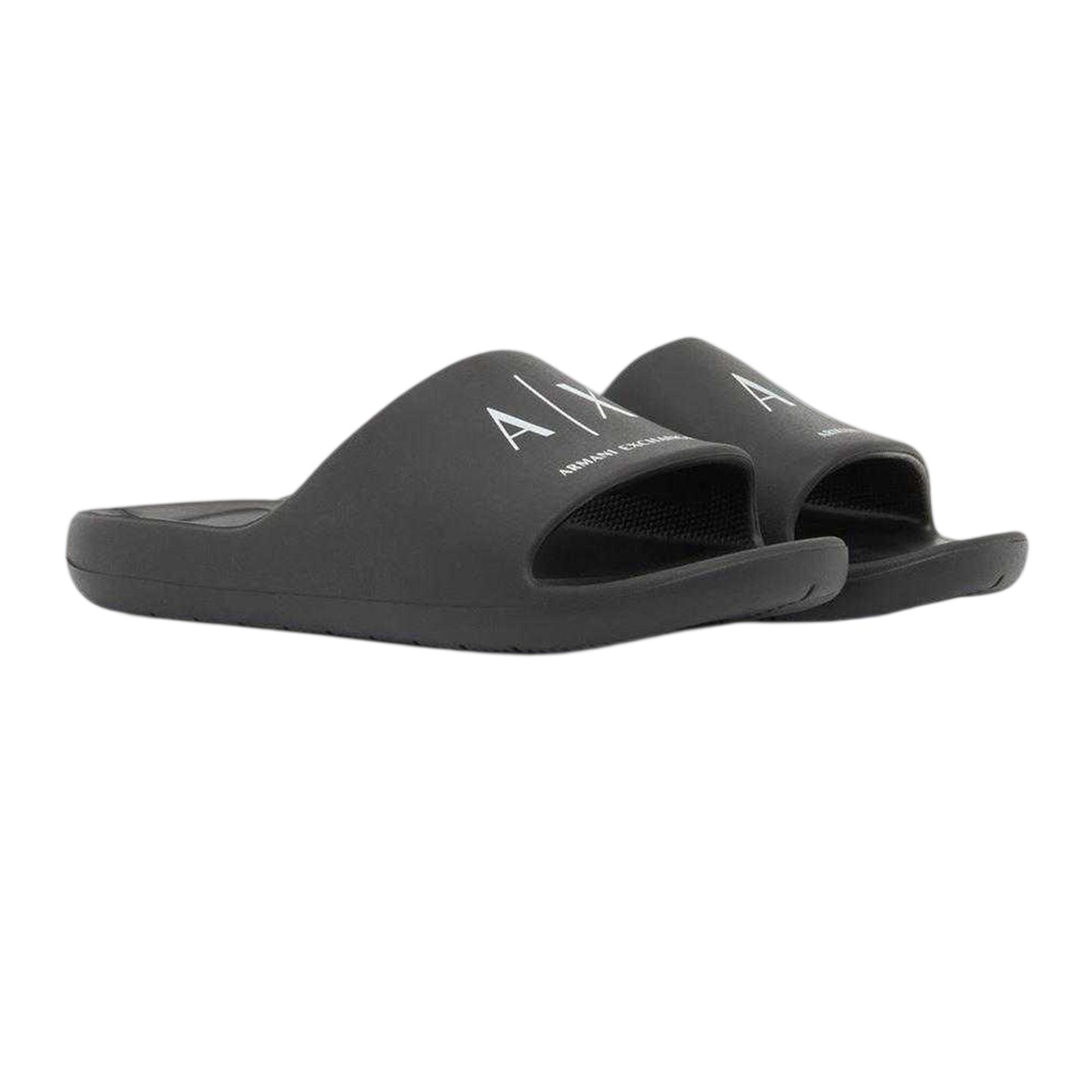 Black - Lifestyle - Armani Exchange Mens Logo Flat Sliders