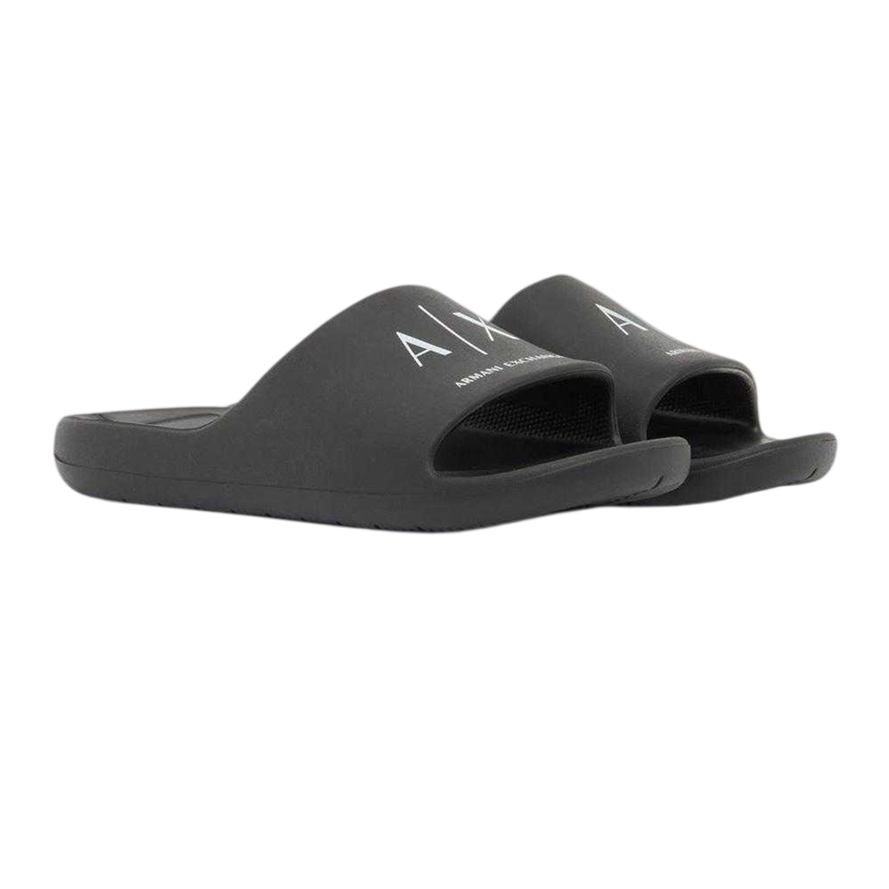 Black - Lifestyle - Armani Exchange Mens Logo Flat Sliders