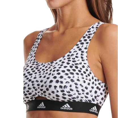 White-Black - Lifestyle - Adidas Womens-Ladies Spotted Scoop Neck Bralette