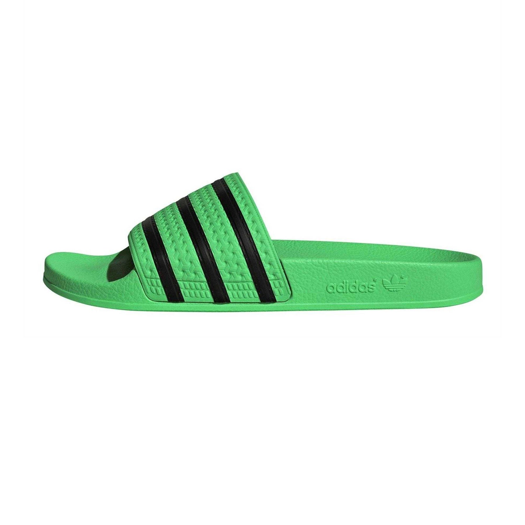 Green - Back - Adidas Unisex Adult Adilette 3 Stripes Flat Sandals