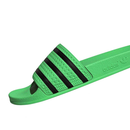 Green - Side - Adidas Unisex Adult Adilette 3 Stripes Flat Sandals