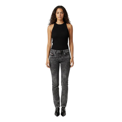 Black-Grey - Side - Diesel Womens-Ladies Slandy Super Skinny Jeans
