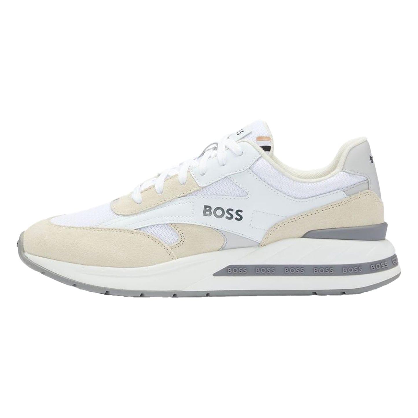 White - Back - Boss Mens Kurt Leather Running Trainers