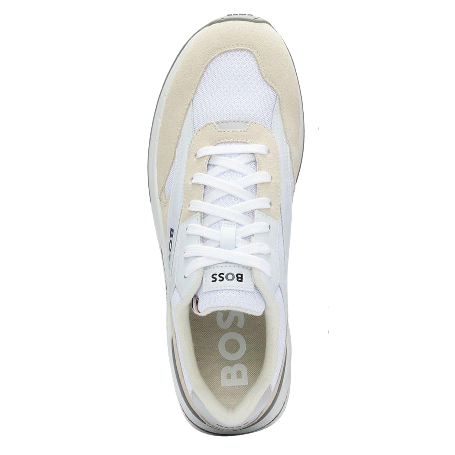 White - Pack Shot - Boss Mens Kurt Leather Running Trainers