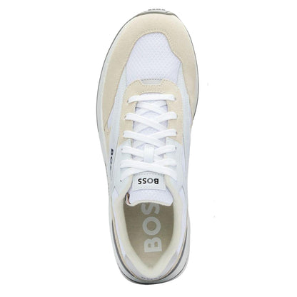 White - Pack Shot - Boss Mens Kurt Leather Running Trainers