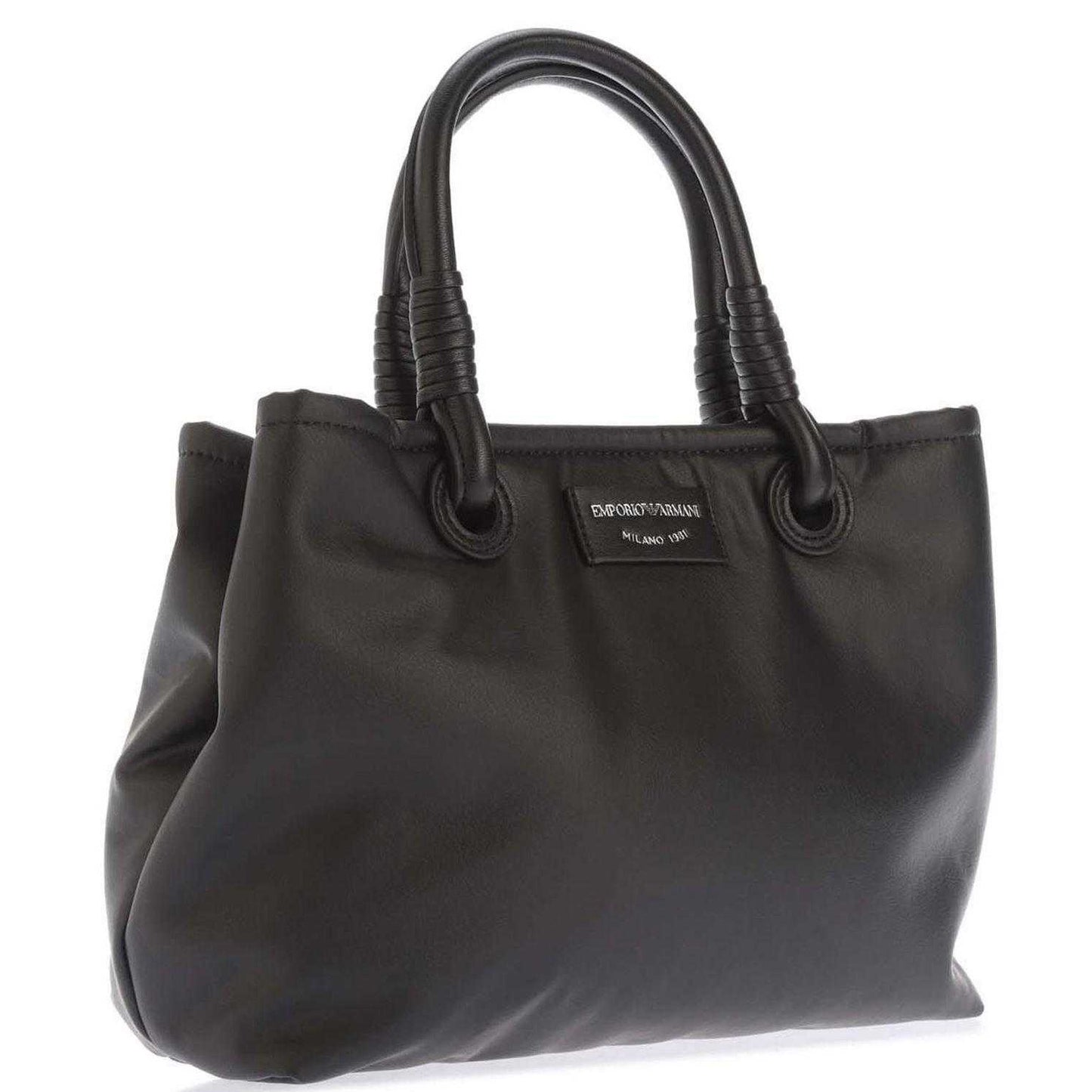 Black - Side - Emporio Armani Faux Leather Tote Bag