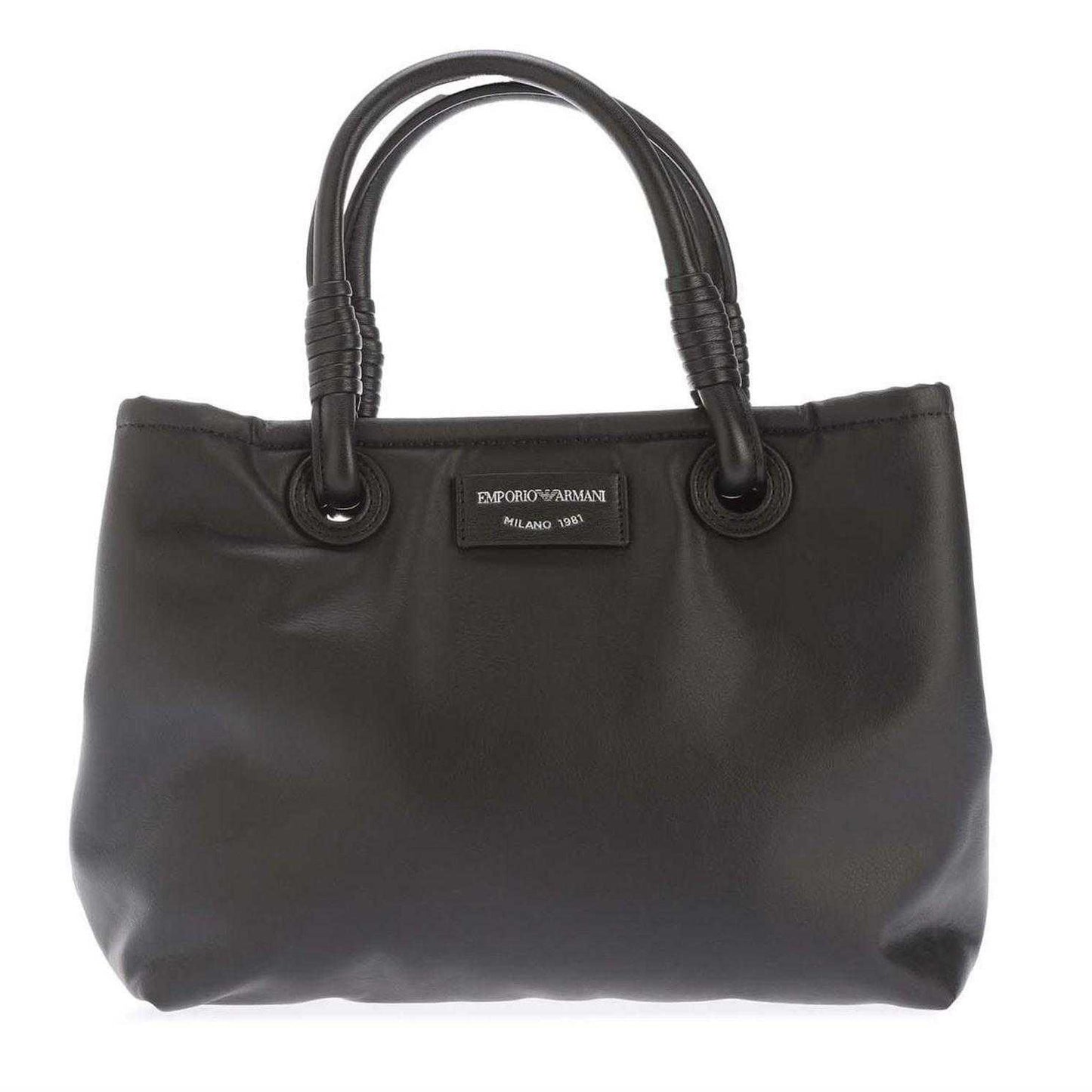 Black - Front - Emporio Armani Faux Leather Tote Bag
