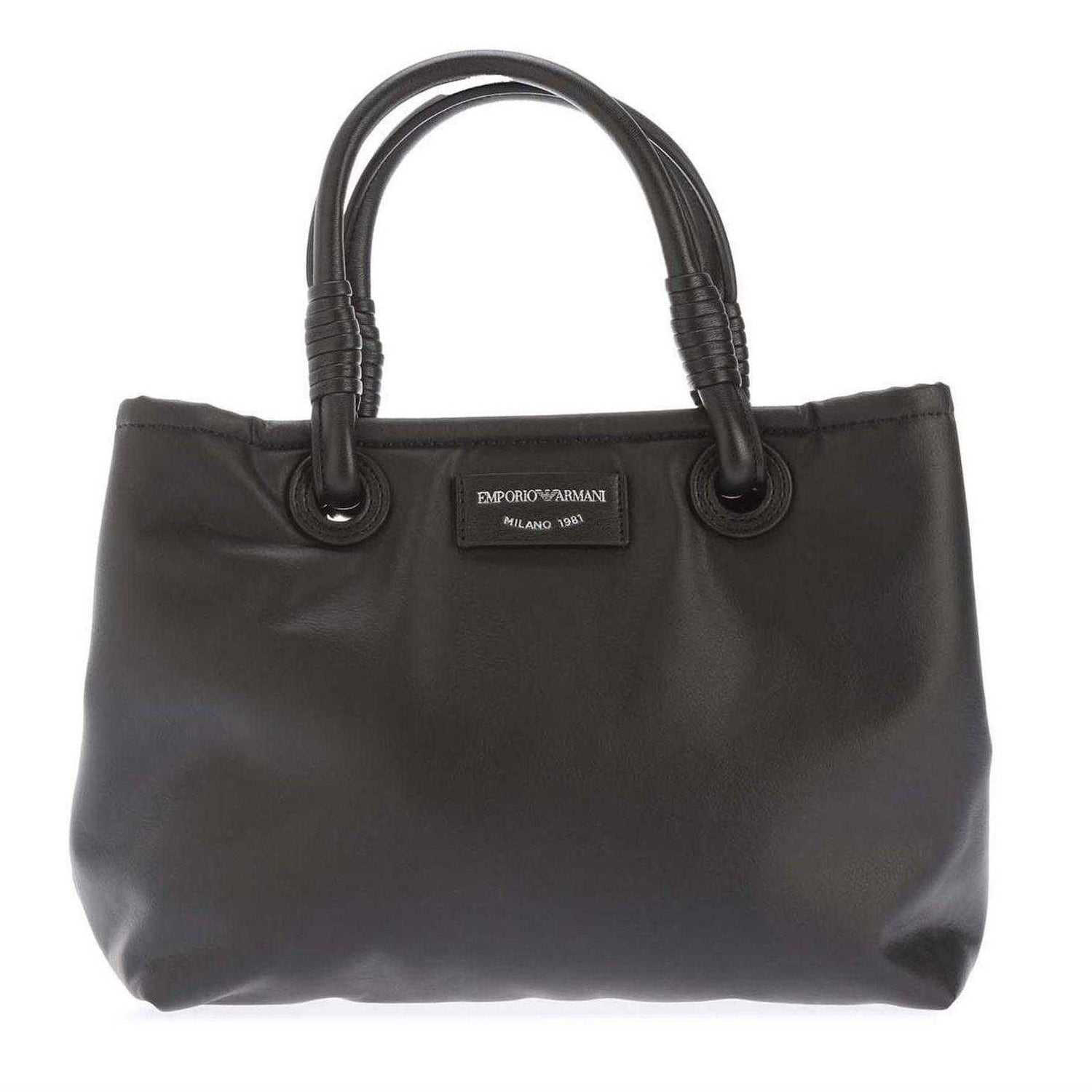 Black - Front - Emporio Armani Faux Leather Tote Bag