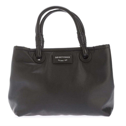 Black - Front - Emporio Armani Faux Leather Tote Bag