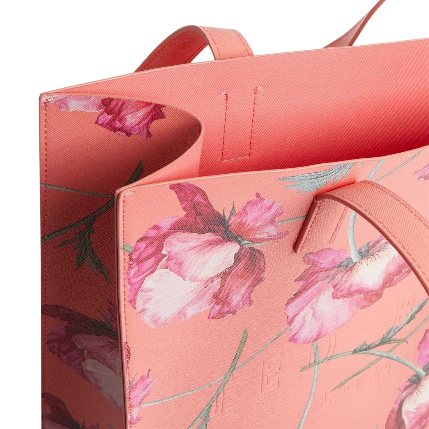 Coral - Side - Ted Baker Soocon Large Leather Shopper Bag