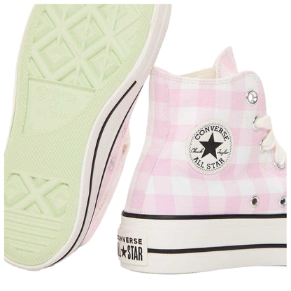 Pink - Side - Converse Womens-Ladies Chuck Classic Gingham Check High Top Trainers