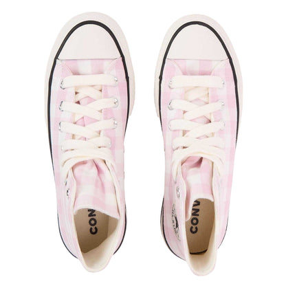 Pink - Lifestyle - Converse Womens-Ladies Chuck Classic Gingham Check High Top Trainers