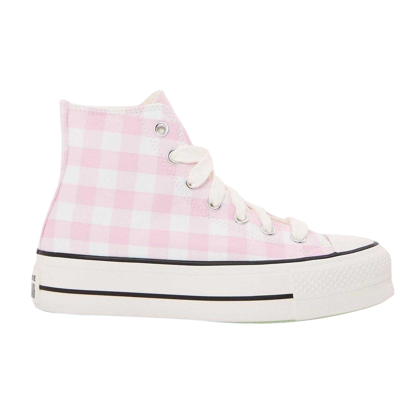 Pink - Front - Converse Womens-Ladies Chuck Classic Gingham Check High Top Trainers