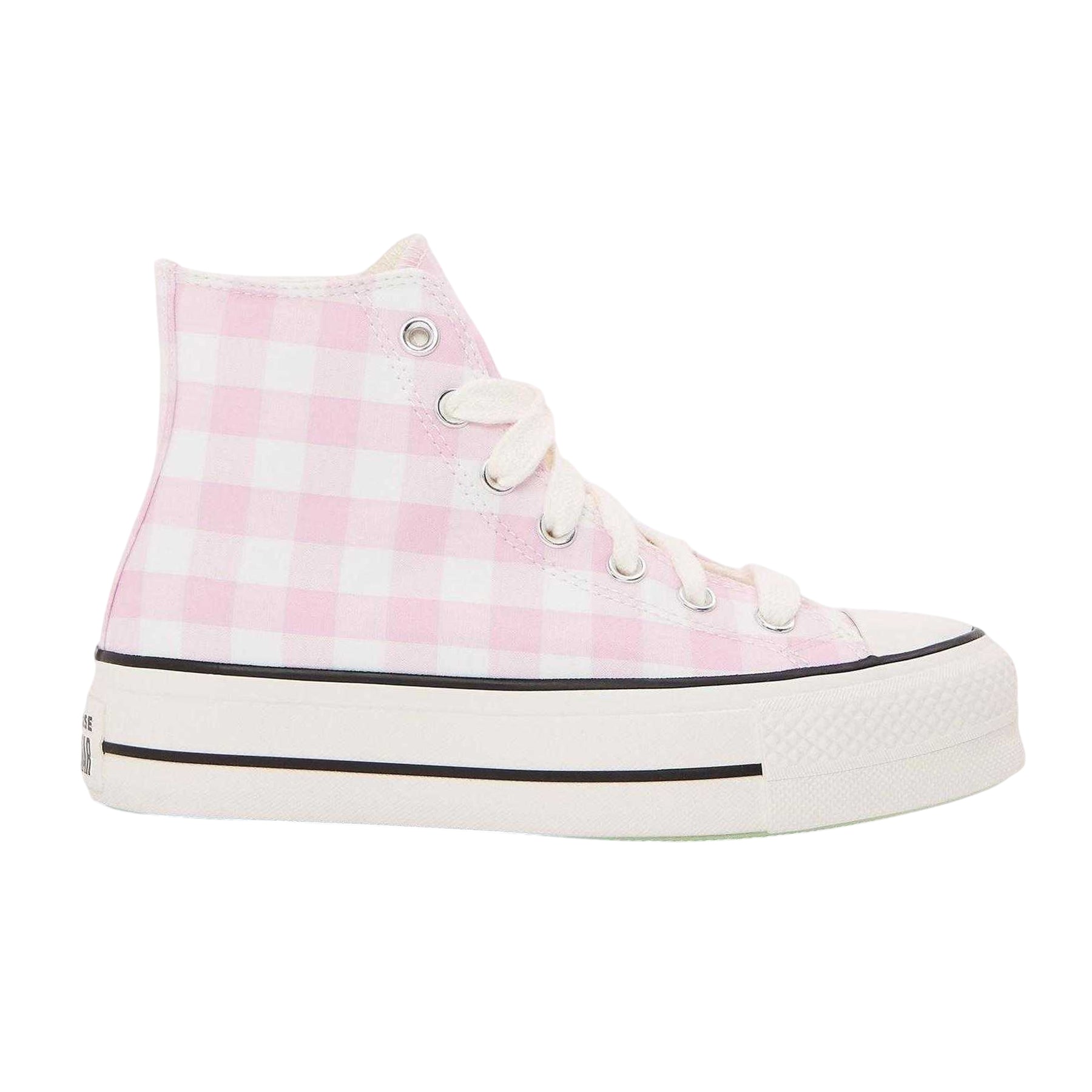 Pink - Front - Converse Womens-Ladies Chuck Classic Gingham Check High Top Trainers