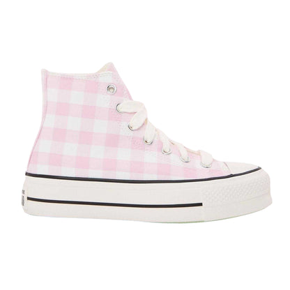 Pink - Front - Converse Womens-Ladies Chuck Classic Gingham Check High Top Trainers