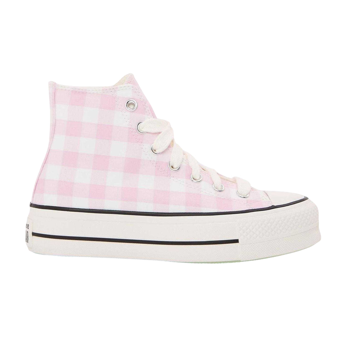 Pink - Front - Converse Womens-Ladies Chuck Classic Gingham Check High Top Trainers