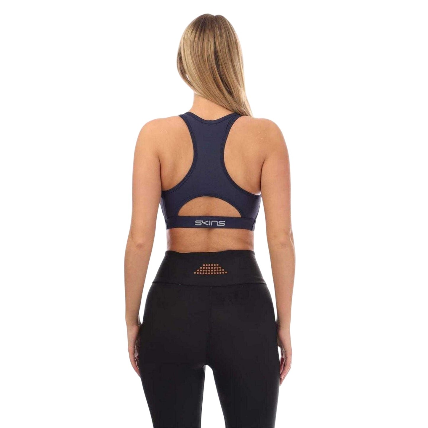 Navy - Back - Skins Womens-Ladies Series-3 Elite Sports Bra