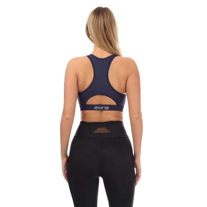 Navy - Back - Skins Womens-Ladies Series-3 Elite Sports Bra